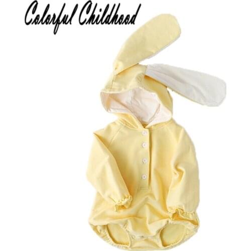 Soft breathable baby romper Spring autumn cartoon long ear bunny design newborn overalls children pajamas 0-24m