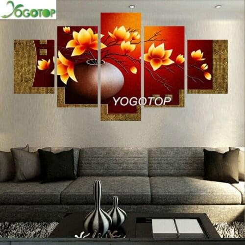 Orchid DIY Diamond Painting cross-stitch 5 Panel Flower 5D Full Drill mosaic Diamond Embroidery Handcraft Kit Home Decor ML1020