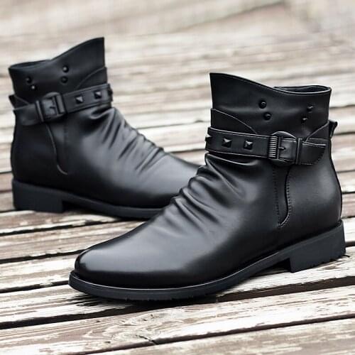 2020 new autumn and winter mens boots high-top autumn mens motorcycle boots leather mens shoes winter shoes fur warm
