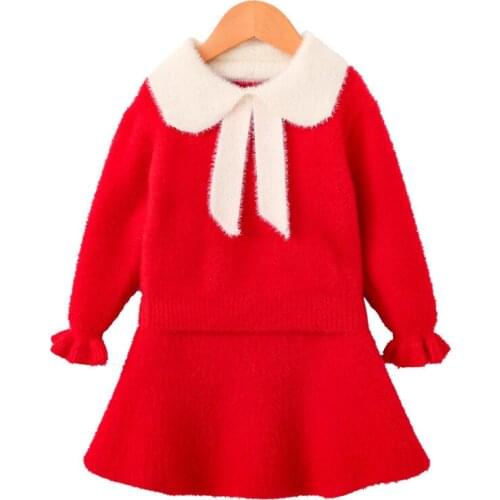 Baby Autumn And Winter Set Clothes For Knitted Costumes For Girls Sweater+Short Skirt Little Girl Clothes Suit Kid 4 5 6 8 11 12