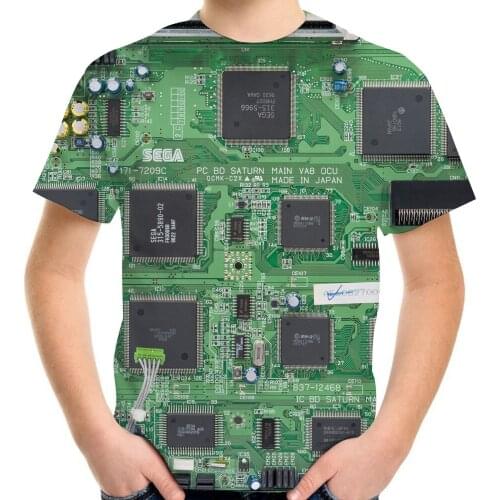 4-13 Years Children Electronic Chip Costume T-Shirt Boys Girls Summer Casual Tshirts Kids 3D Printing Clothes Baby Funny Tees