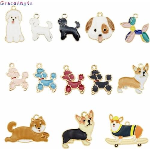 13pcs Mix enamel dog charm animal dog jewelry making fashion earring pendant bracelet necklace dog charms for jewelry findings
