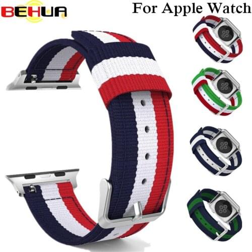 Nylon Watchband for Apple Watch Band Series 3/2/1 Sport Bracelet 42 mm 38 mm Strap For iwatch Watch Band Strap with Connector