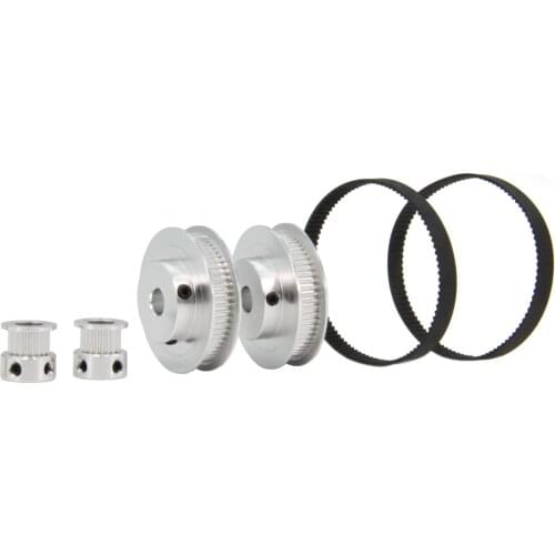 2PCS/Set GT2 Synchronous Wheel 20&60 Teeth 5/8/6.35/10mm Bore Aluminum Timing Pulley with 2PCS Length 200mm Width 6mm Belt