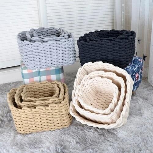 Nordic Hand-woven Storage Baskets Home Desktop Cotton Rope Practical Organizer Baskets Clothes Sundries Cosmetic Storage Box