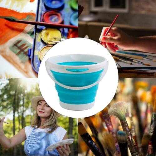 Folding Bucket Portable Silicone Outdoor Round Space Saving Travel Fishing Art Anti Splash Folding Bucket