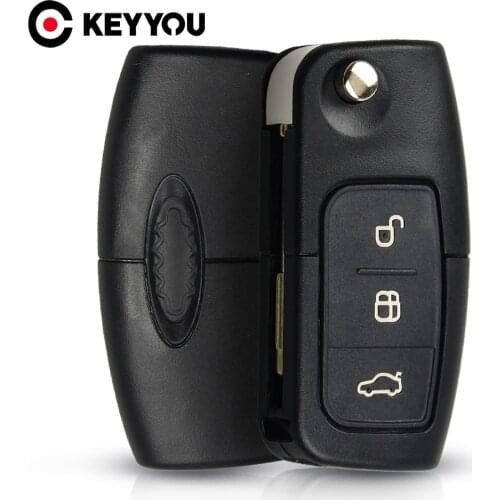 KEYYOU Cut Blade 3 Buttons Flip Folding Remote Control Key for Ford Focus Mondeo Fiesta 2013 Fob Case 433MHz 4D63 Chip