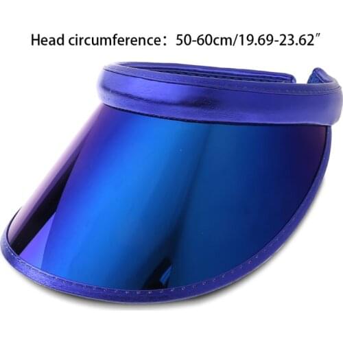 Women Men Hologram Rainbow Wide Brim Sun Visors Hat Topless Sunglasses UV Protection Plastic Panel Sportswear Clip-On Summer Cap