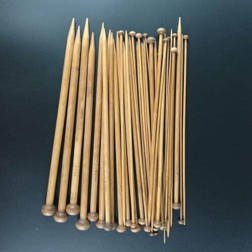 36pcs 35cm Carbonize Bamboo Single Pointed Knitting Needles 18 Size Set Single Pointed Smooth Crochet Hook Sewing Tool