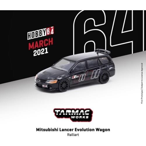 Tarmac Works TW 1:64 Mitsubishi Lancer Evolution Wagon Ralliart Black Diecast Model Car