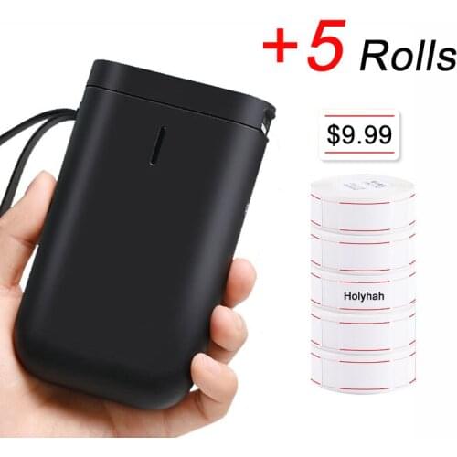 Niimbot D11 Thermal Bluetooth Label Printer with 5 Rolls Sticker Paper 14x22mm Supermarket Production Date Name Price Tag
