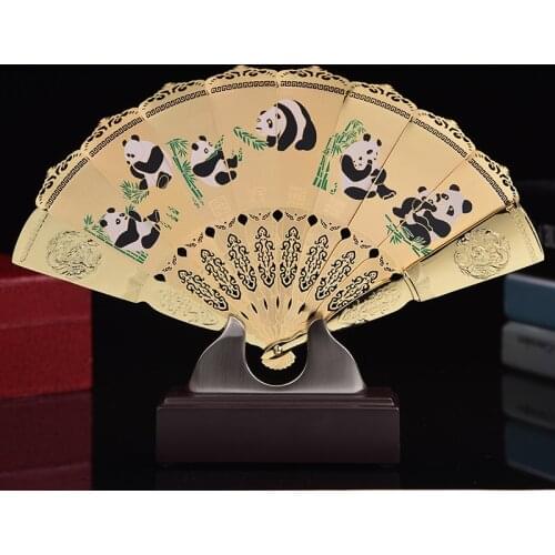 Three-Dimensional Golden Fan National Treasure Panda Chinese Characteristic Gift Gift Crafts Decoration Business Foreign Affairs
