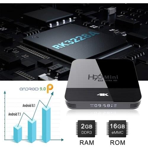 TV Box Android 9.0 H96 Mini H8 RK3228A 2.4G/5G WIFI Set Top Box 2+16GB US