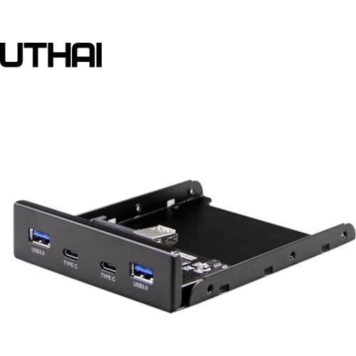 UTHAI G07 4 Ports multi Type-C USB 2.0 USB 3.0 Hub Bracket Adapter for Desktop 3.5 Inch Floppy Splitter Front Panel Combo