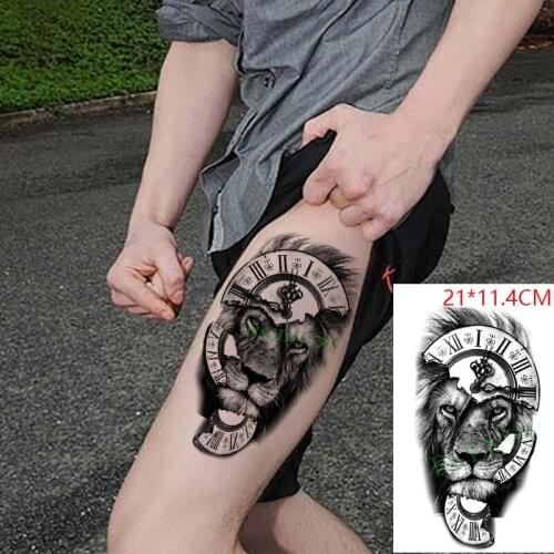 Waterproof Temporary Tattoo Stickers Lion Roma Clock Number Arm Leg Back Fake Tatto Flash Tatoo Body Art for Women Men