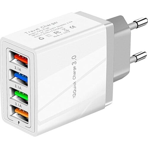 35W Quick Charge 3.0 4 USB Charger for iPhone 12 7 Samsung S2 Huawei Xiaomi redmi note 8 QC3.0 EU Fast Wall Mobile Phone Charger