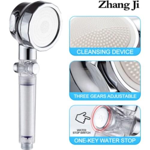 Zhang Ji 3 Modles PP Cotton Filter Massage Shower Head with Stop Button High Pressure Purifier Water Saving Shower For Bathroom