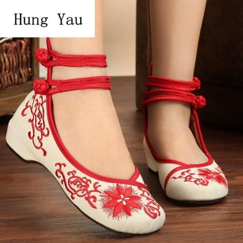 Women Shoes Flat Loafers Shallow National Style Embroider Spring Summer Button Fashion Outdoor Breathable Round Toe Casual