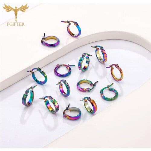Fashion Womens Small Hoop Earrings Round Hoops Stainless Steel Accessories Colorful Geometric Little SummerHot Sale Jewellry
