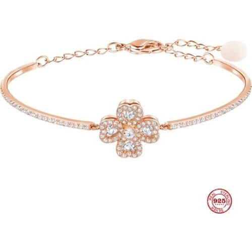 2020 Fashion Charm Pure 925 Silver Original 1:1 Copy, Small Fresh Lucky Four-leaf Clover Bracelet Female Luxury Jewelry Gifts