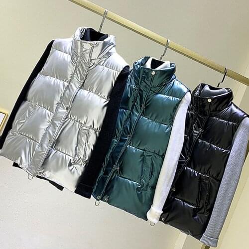 Plus size waistcoat Glossy bright 2020 vest women autumn winter Warm new Korean down vest sleeveless jacket large size loose