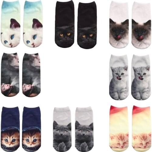 1 Pair Creative 3D Cat Pattern Socks Women Girls Kid Cotton Soft Short Sock Cartoon Pattern Boat Sock Ankle Sock