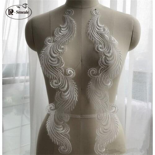 2pairs New Lace Flat Embroidered Phoenix Patch Wedding Dress Decoration DIY Clothing Accessories RS1446