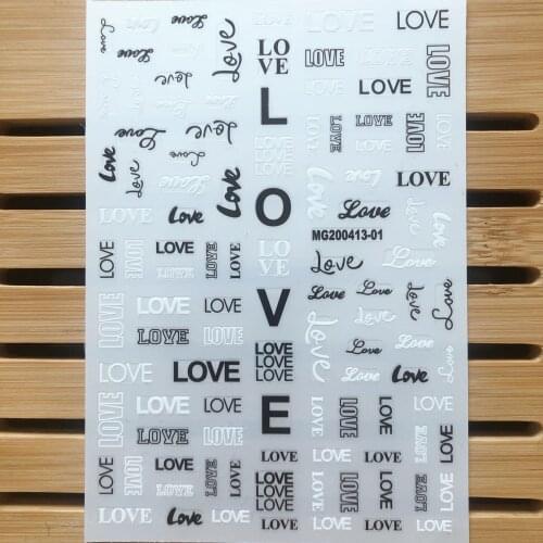 3D Nail Sticker English Design DIY Tips Nail Art Decoration Packaging Self-adhesive Transfer Decal Slider