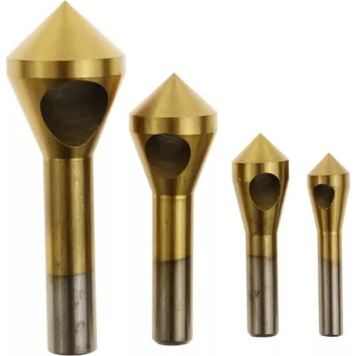 4pcs/set 2-5/5-10/10-15/15-20mm Titanium Coated Countersink Deburring Center Stepped Metal Drill Bits Expanding Chamfering Tools