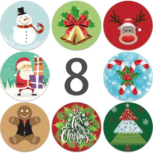 50-500pcs 1inch Christmas Stickers Round Label Stickers For Festival Party Gift Decoration Packaging sealing Label Stickers