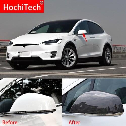 Carbon Fiber Rear View Mirror Cover Add on With double sided tape For Tesla Model x 100D 75D 90D p90D 2016 2017 2018