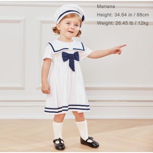 Pureborn Toddler Infant Baby Girl Sailor Dress Bowknot Sailor Collar Summer Breathable Cotton Beach Holiday Baby Girl Clothes