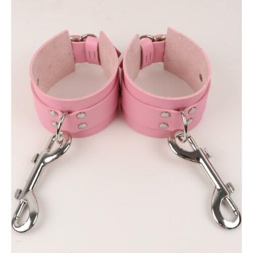 BDSM Restraints Adult Erotic Leather Pink Handcuffs Bondage Fetish Fantasy Sex Toys For Women Couples Games Flirting Store