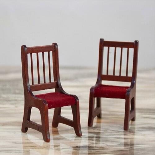 G05-X5235 children gift Toy 1:12 Dollhouse mini ob11 Miniature rement wooden Crimson chair 1pcs