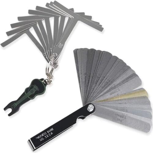 Guitar Repair Tool Accessories 9 Understring Radius Gauge Set + 32 Blades Feeler Gauge + Guitar Pin Puller
