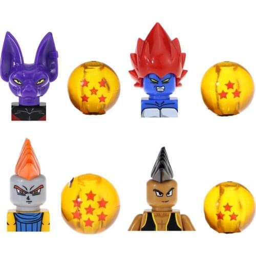 4.5cm Dragon Ball Super Saiyan Goku Veget Kuririn Broly Assemble Bricks Mini Figure Building Blocks Creative Toys Gift for Kid