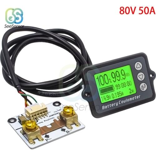 DC8-80V 50A 100A 350A Battery Coulometer Battery Capacity Tester Monitor Indicator Voltage Current Power Meter Ammeter Voltmeter
