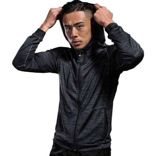 New Reflective Running Jacket Men Zipper Elastic Basketball Yoga Tops Gym Fitness Hooded Clothes Warm Dry Fit Soccer Sports Coat