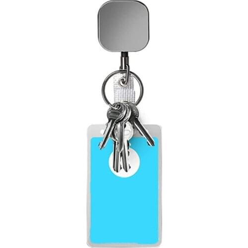 Square Retractable Pull Key Ring ID Badge Lanyard Name Tag Card Holder Belt Clip