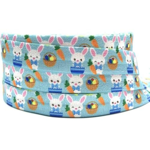 5 Yards 16mm Easter Carrot Festival printed foe Ribbon Elastic for sewing strap Girl Hair tie headbands Hair accessories