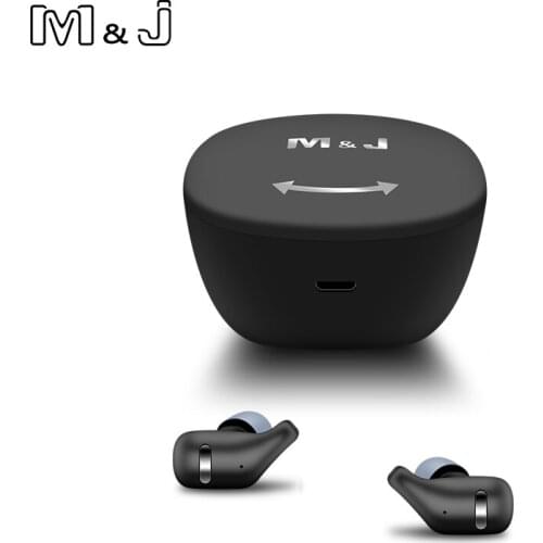 M&J TWS business Bluetooth 5.0 earphones wireless 3D stereo headphones headset and power bank with microphone handsfree calls
