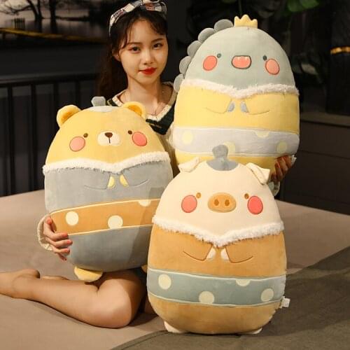 60cm Cute Fat Plush Toy Creative Dressing Dinosaur&Bear&Pig Doll Soft Stuffed Animals Toy For Children Baby Kawaii Birhtday Gift