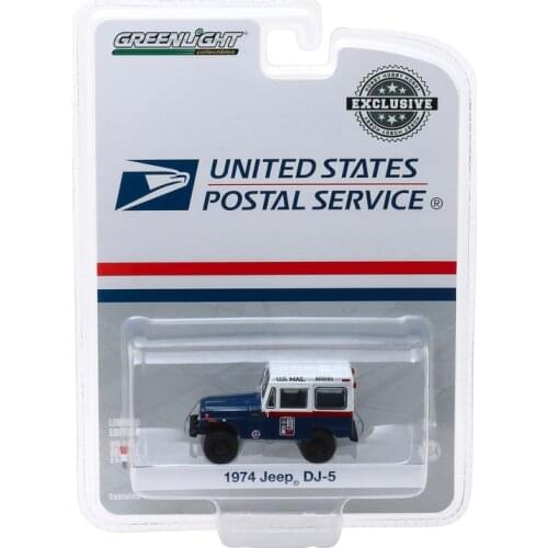 GreenLight 1:64 1974 Jeep DJ-5 U_S_ Mail Civil Defense Alloy model car Metal toys for childen kids diecast gift