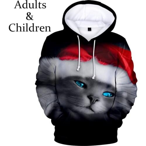3D Christmas Hoodie Mens / Womens Sweatshirts Fashion Boys and Girls Hooded Pullovers Winter Christmas Blue Childrens Trendy