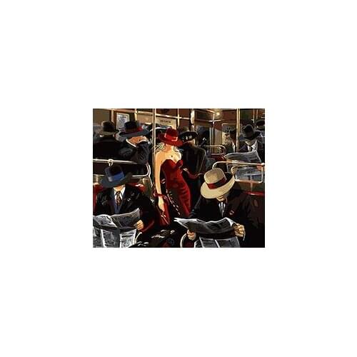 MaHuaf-W128 Men and women in hats painting by numbers on canvas hand painted DIY oil digital paint by number