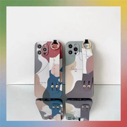 Literature and art carolor wristban soft silicon phone case for iPhone 12 Pro Max 11 Pro Max 7 8 Plus X XR Max XS SE2 cover