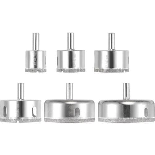 Uxcell Diamond Drill Bits Set, Hollow Core Drill Bits Hole Saws for Glass Ceramics Porcelain Tile, 6pcs (30mm-50mm)