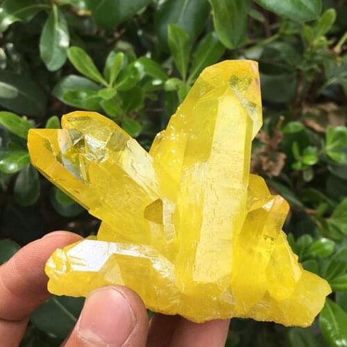 Natural beautiful citrate plated quartz crystal clusters