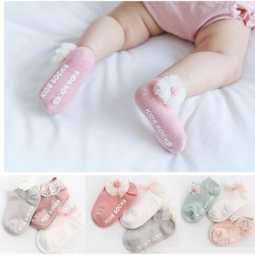 3pairs/lot Baby Girls Socks Spring Summer Cotton Newborn Infant Anti-slip Floor Short Socks Cute Boat Socks For Kids Accessories