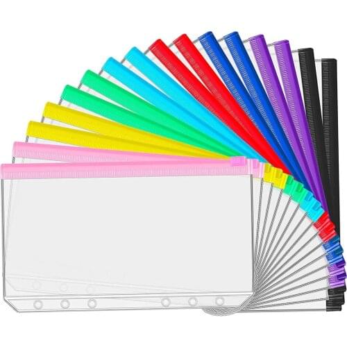 New A6 Binder PVC Pockets Loose Leaf Bags Colorful Binder Zipper Folders Waterproof PVC Pouch Document Filing Bags 8 Colors